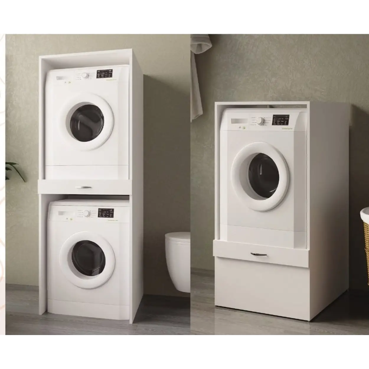 ENSA 08 Çamaşır-Kurutma Makinesi Dolabı Beyaz Kapak