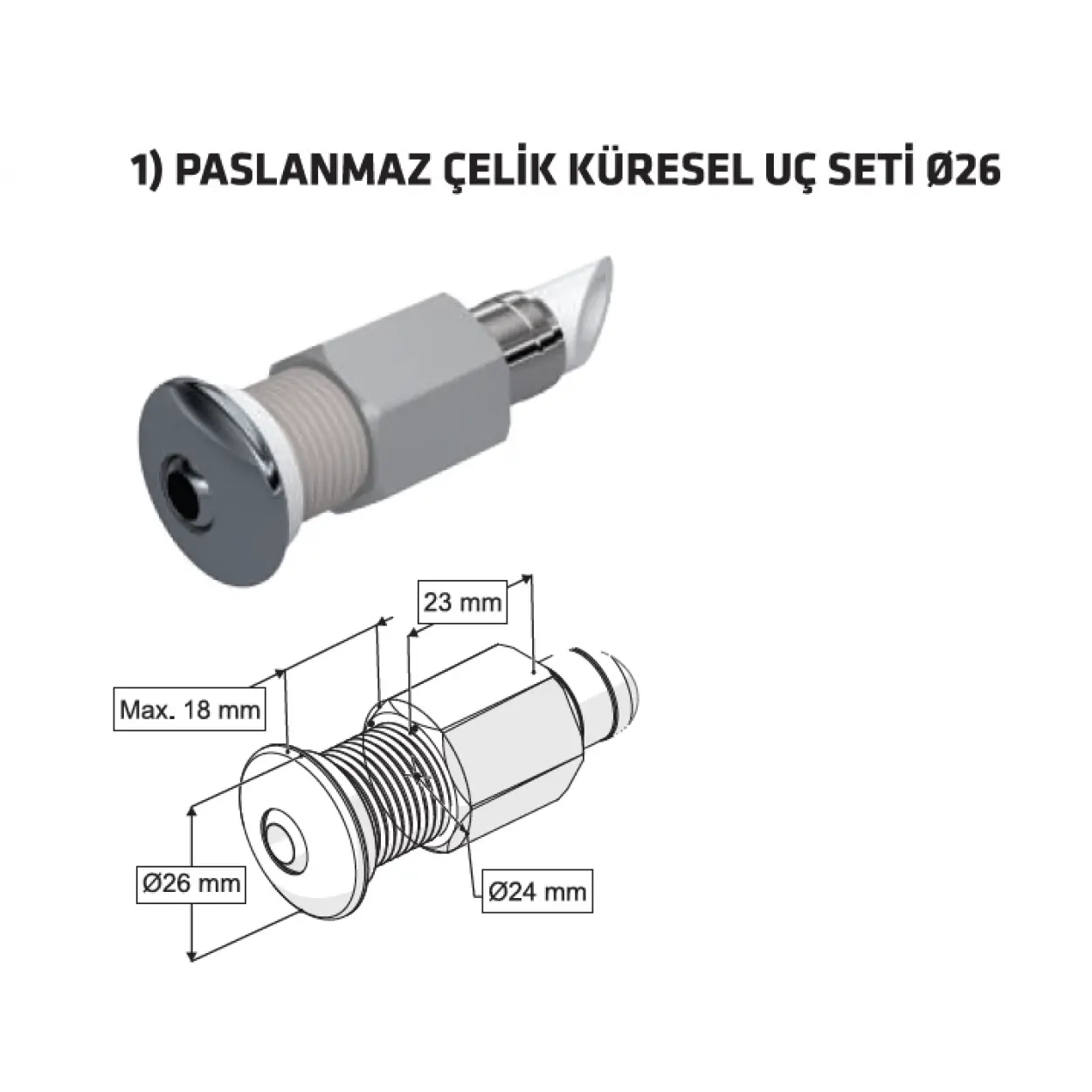ESNEK TAHARET ÇUBUĞU KÜRESEL PASLANMAZ ÇELİK UÇLU DİRSEKLİ