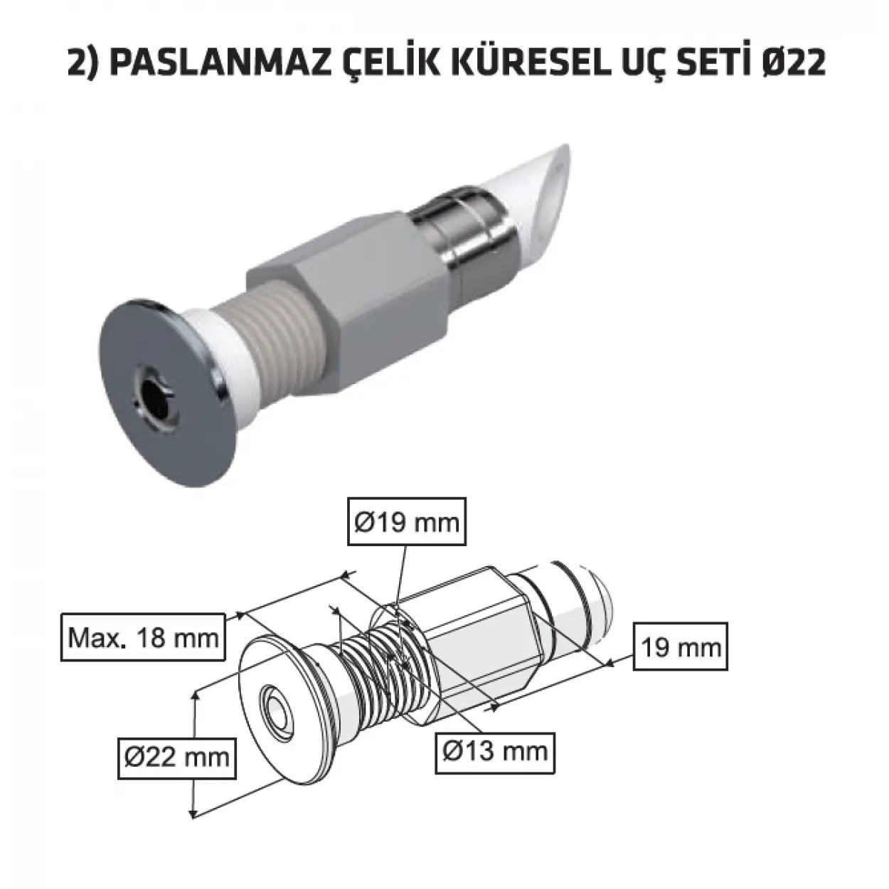 ESNEK TAHARET ÇUBUĞU KÜRESEL PASLANMAZ ÇELİK UÇLU DİRSEKLİ