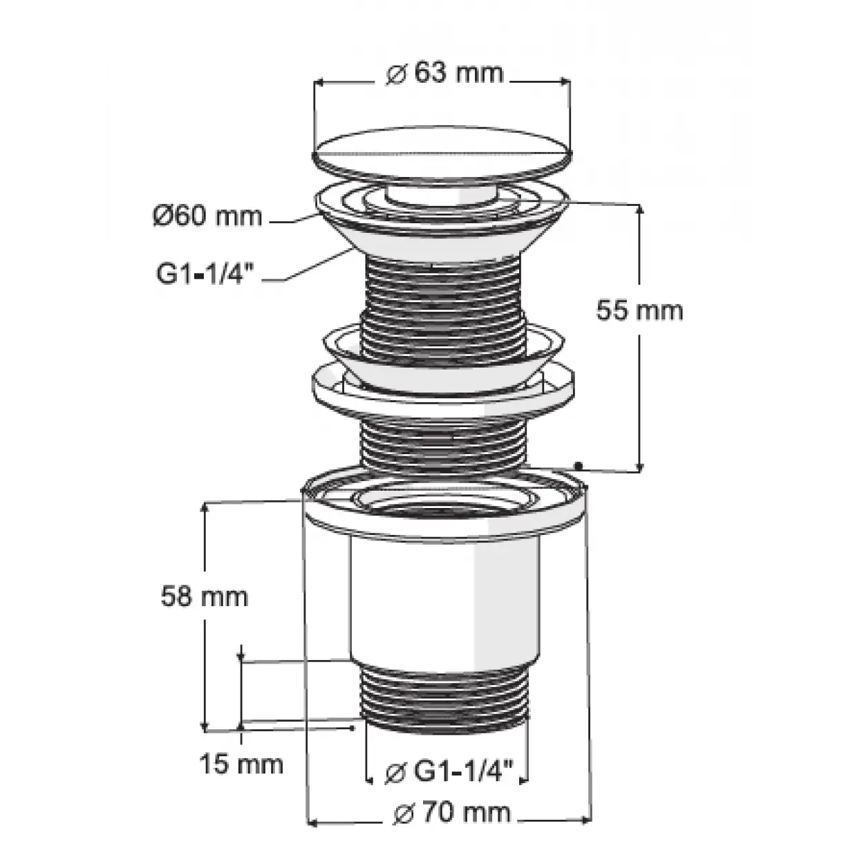FELİX POP UP - 304 PASLANMAZ ÇELİK BAŞLIK (TAŞMA DELİKSİZ - ABS GÖVDE)