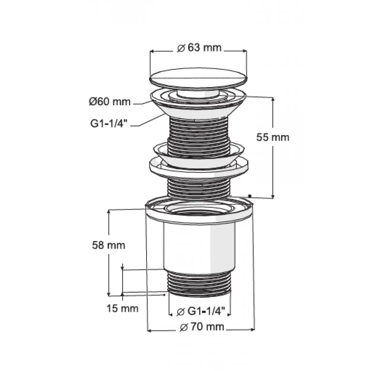 FELİX PUP UP KÖRÜKLÜ SET (TAŞMA DELİKSİZ - PASLANMAZ BAŞLIK)