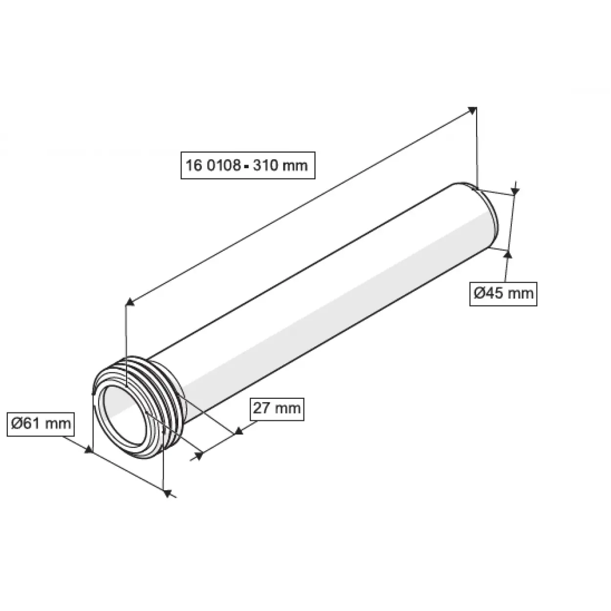 GÖMME REZERVUAR KADA SETİ ( Q90X350 + Q45X310 mm )