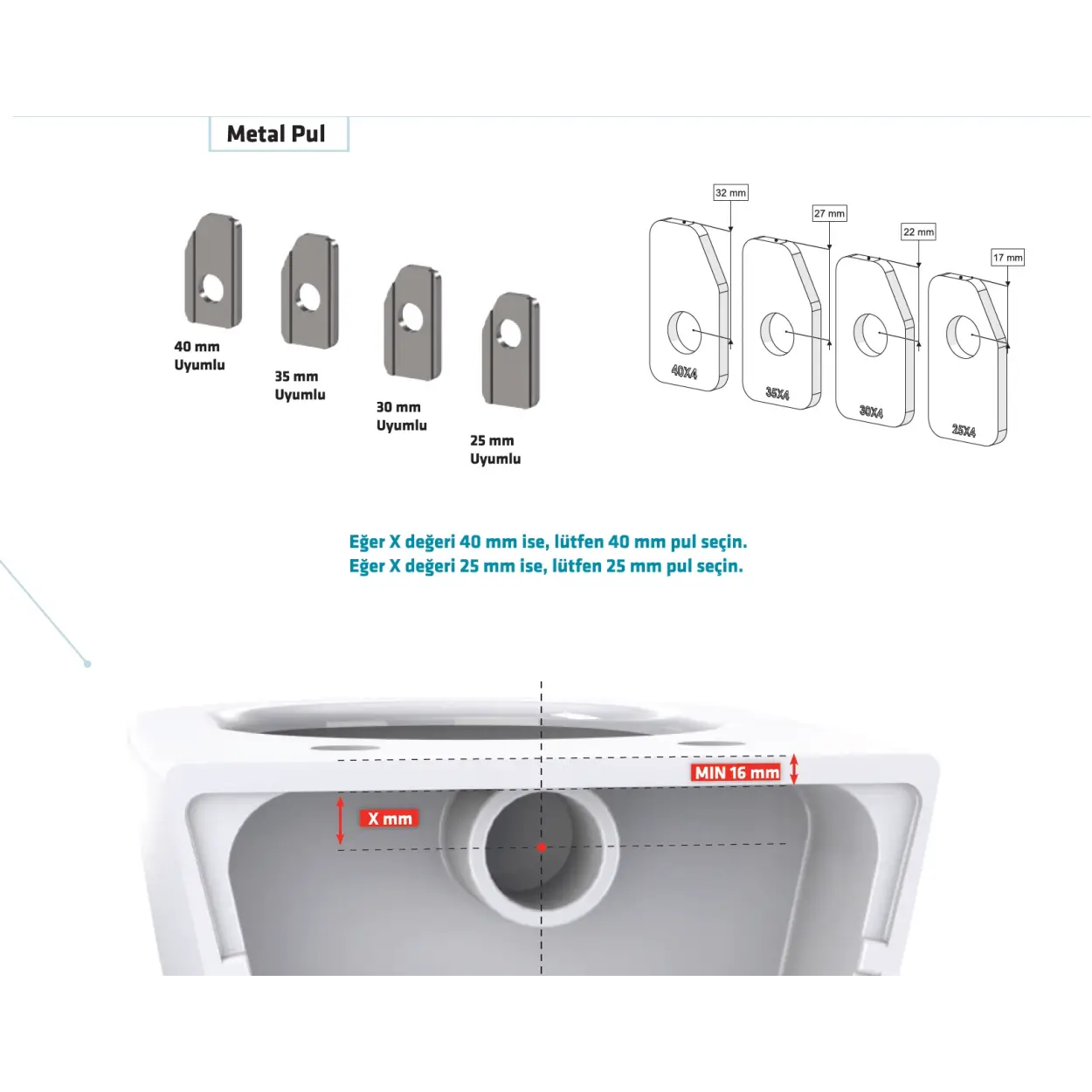 IZYFİX ASMA KLOZET GİZLİ MONTAJ SETİ GM4 + 1 UZATMALI