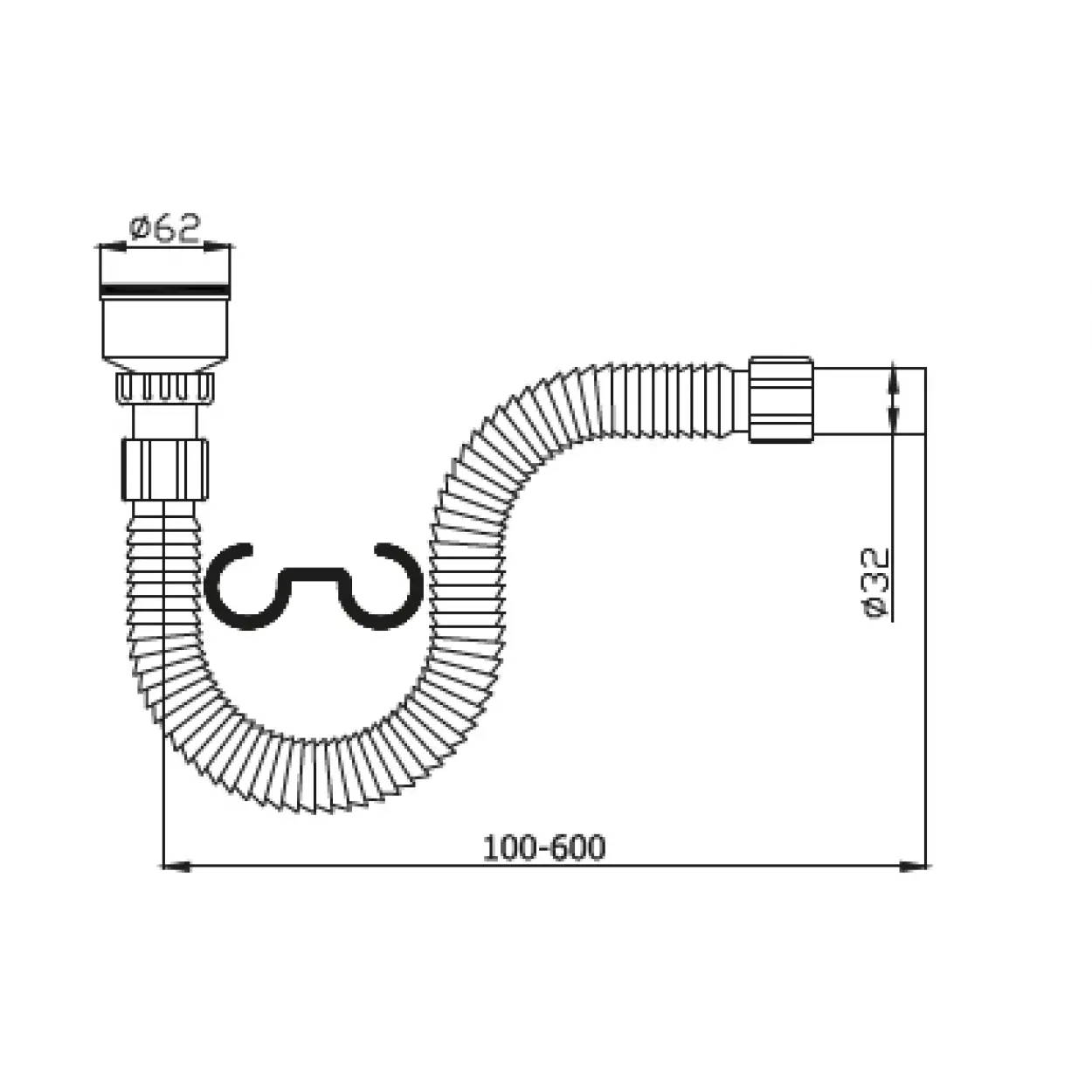 JAPAR - Körüklü Pisuvar Sifonu Q32