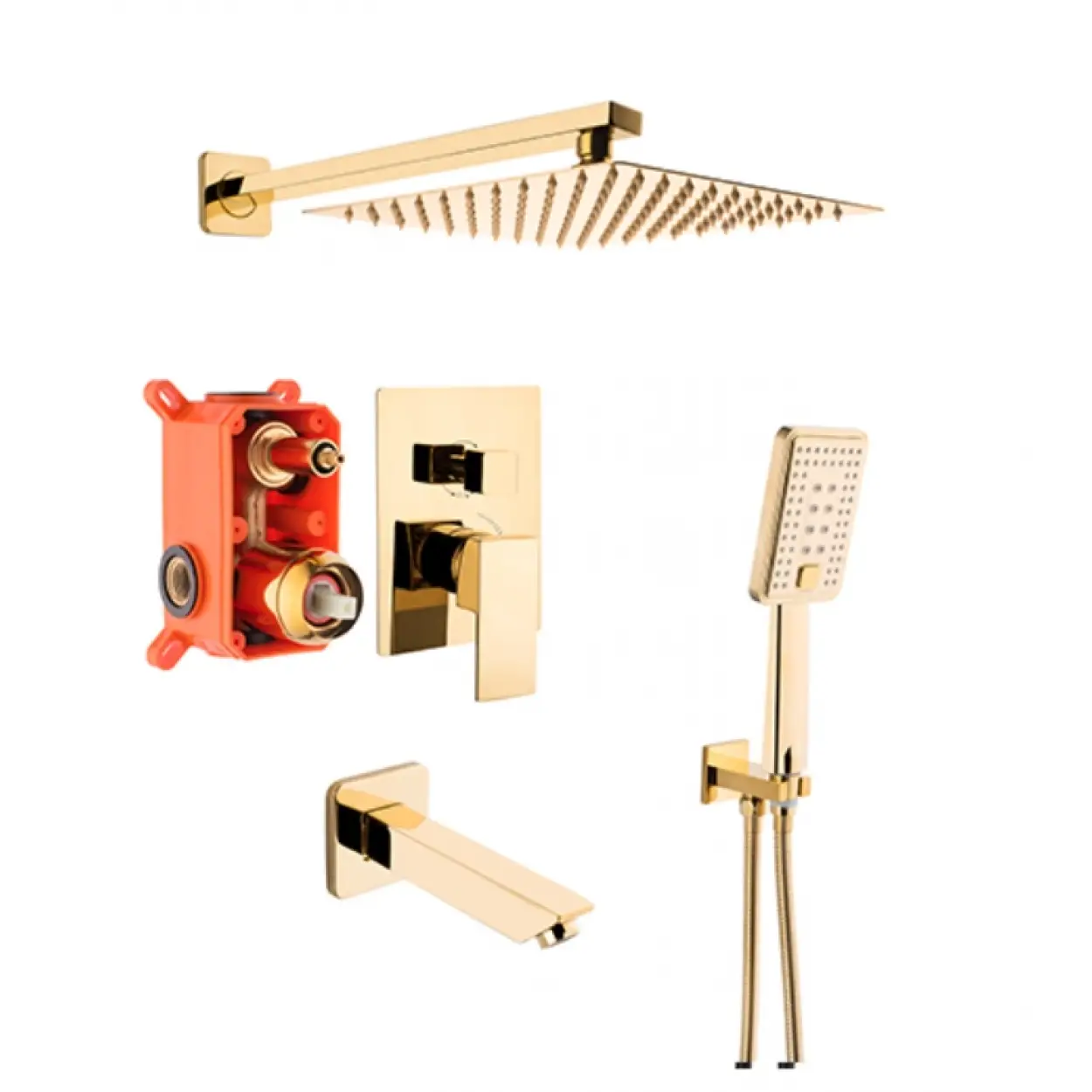 KARE - ANKASTRE BANYO SETİ 3 YOLLU GOLD