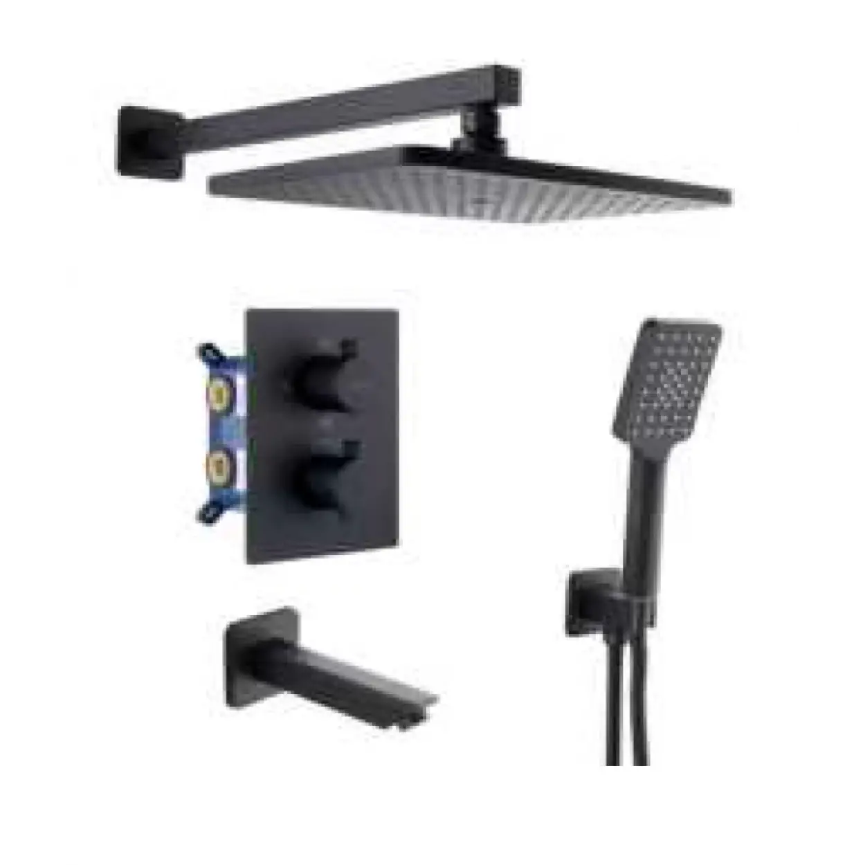 KARE - ARES TERMOSTATİK BANYO SETİ 3 YOLLU  SİYAH