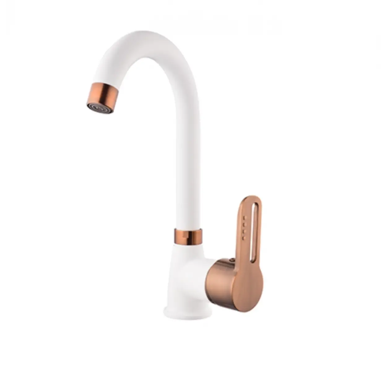 KARE - İNCİ MİX KUĞU LAVABO BATARYASI (BEYAZ - BAKIR)