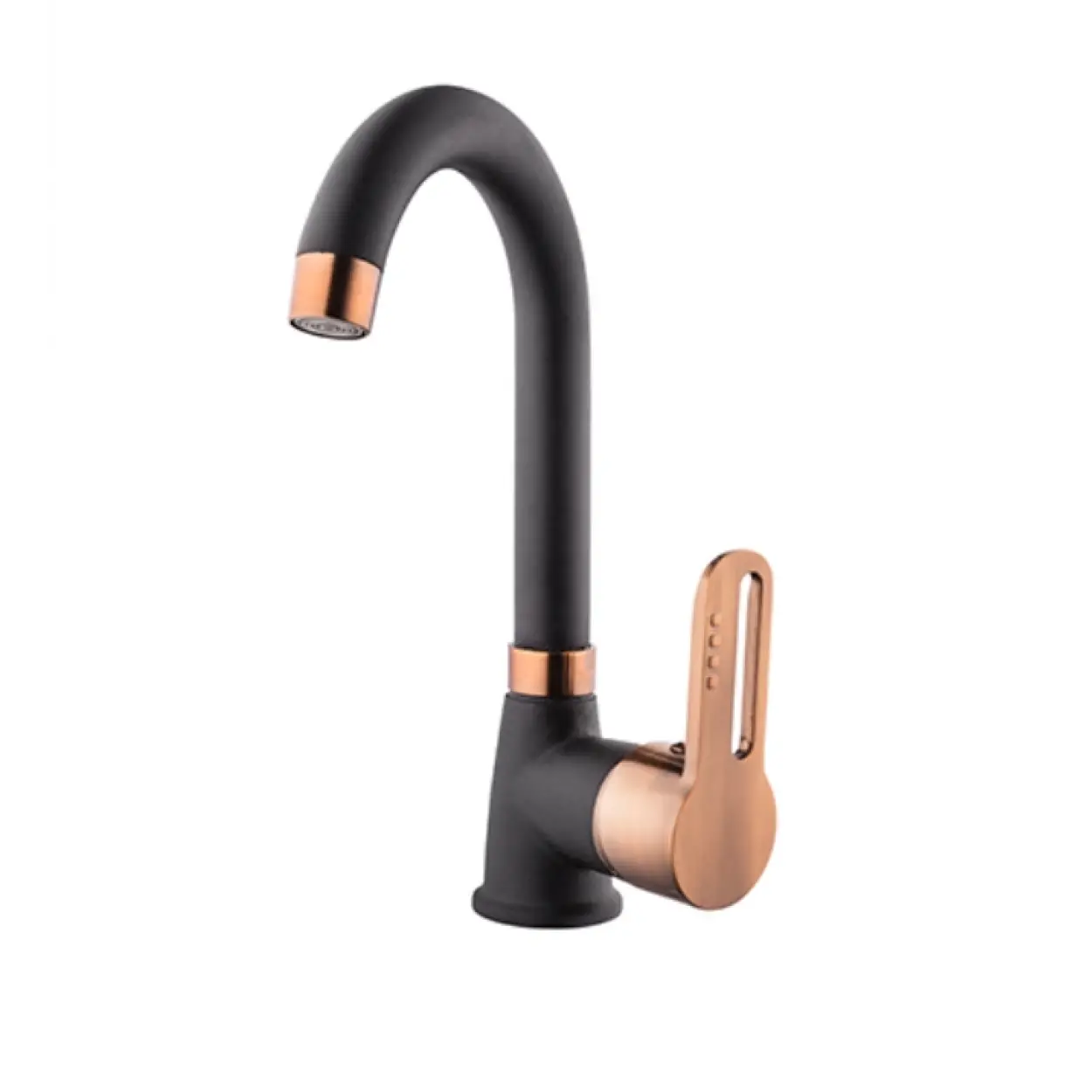 KARE - İNCİ MİX KUĞU LAVABO BATARYASI (SİYAH - BAKIR)