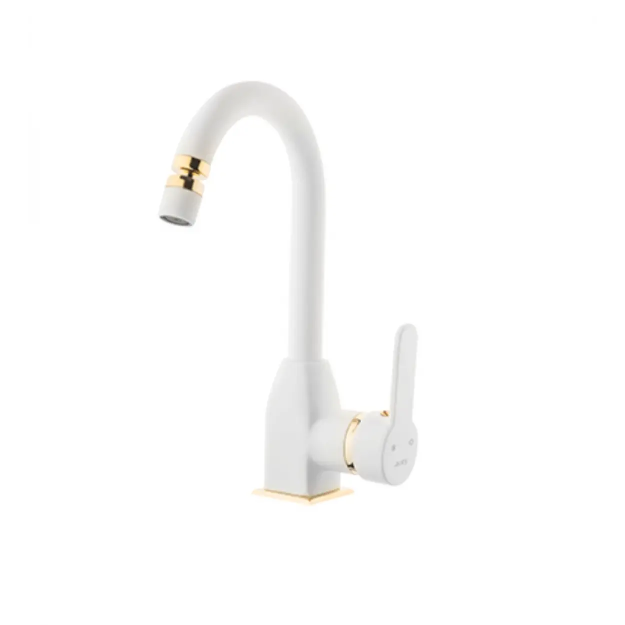 KARE - STİL MİX KUĞU LAVABO BATARYASI (BEYAZ - ALTIN)