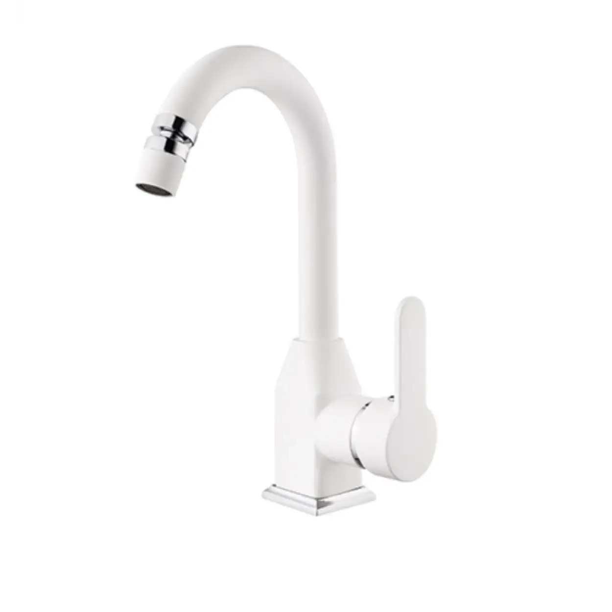 KARE - STİL MİX KUĞU LAVABO BATARYASI (BEYAZ - KROM)