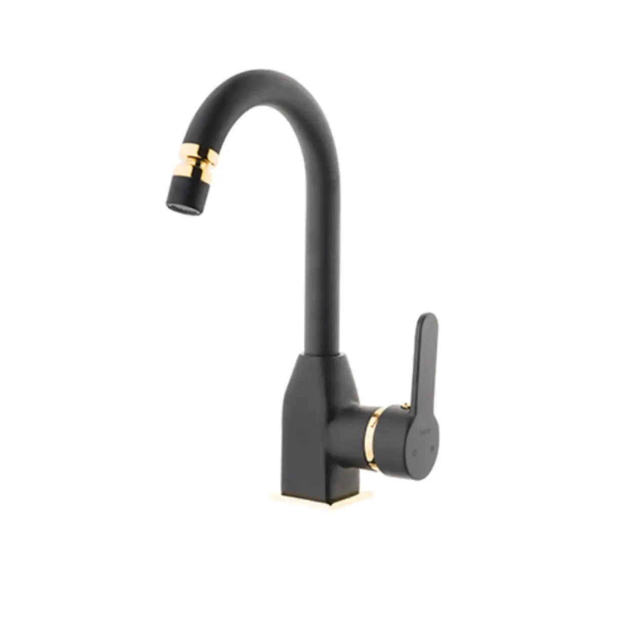 KARE - STİL MİX KUĞU LAVABO BATARYASI (SİYAH - ALTIN)