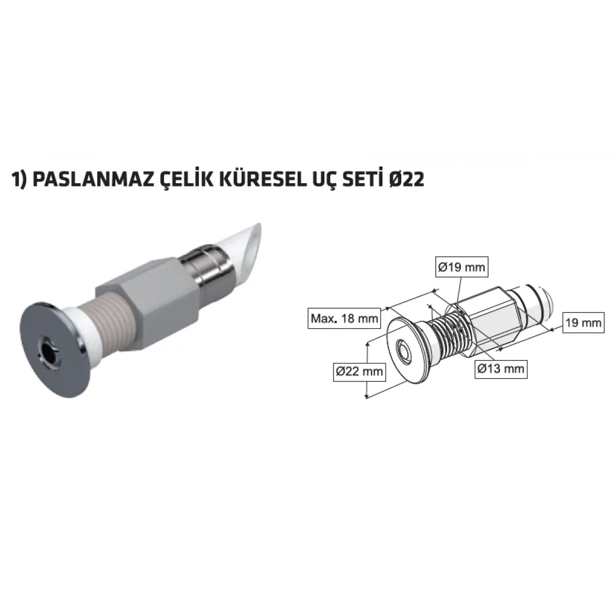 L TİPİ ESNEK TAHARET ÇUBUĞU KÜRESEL PASLANMAZ ÇELİK UÇLU DİRSEKLİ