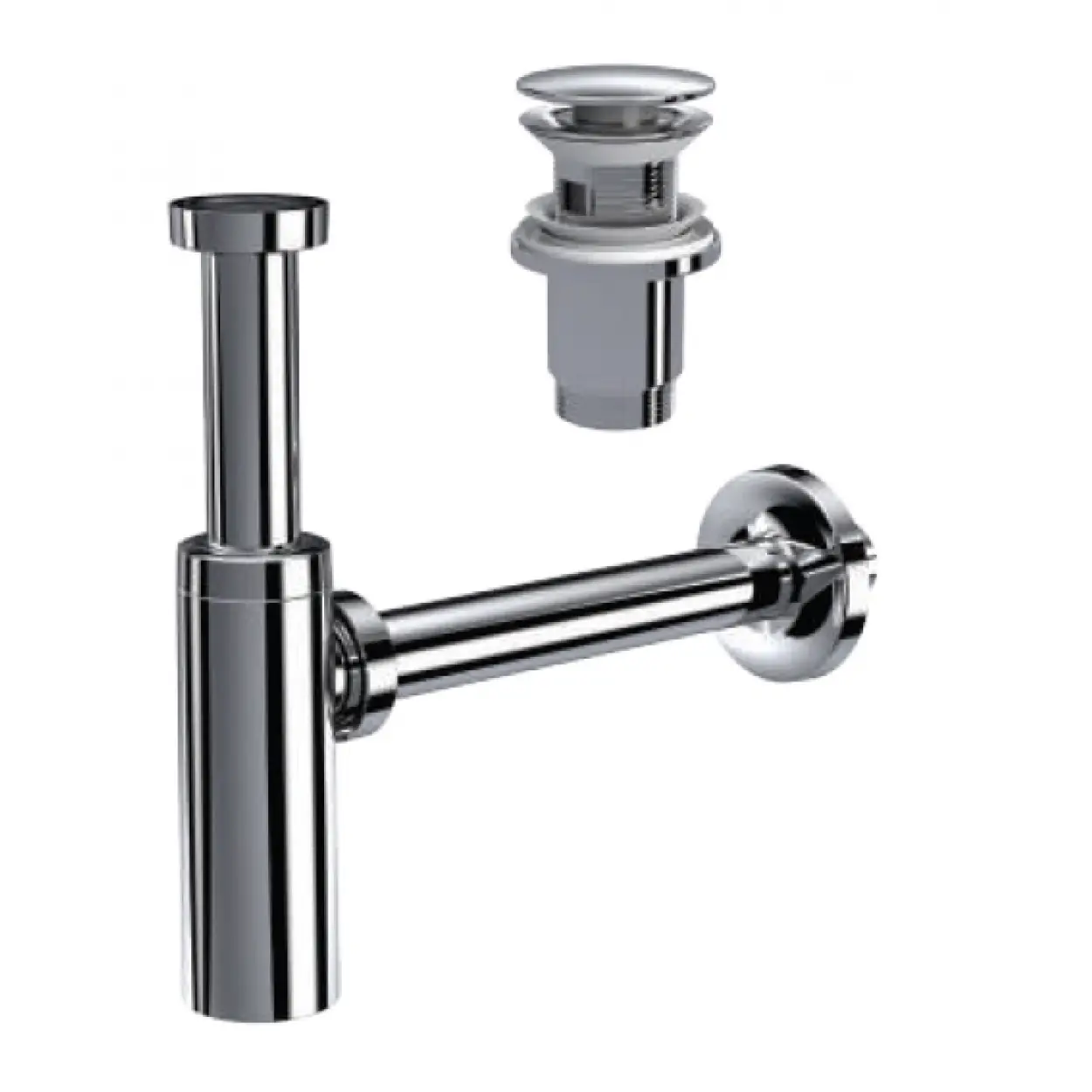 MOON PARLAK KROM SİFON - FELİX PUP UPLI - (TAŞMA DELİKLİ) (MAX. 250 mm)