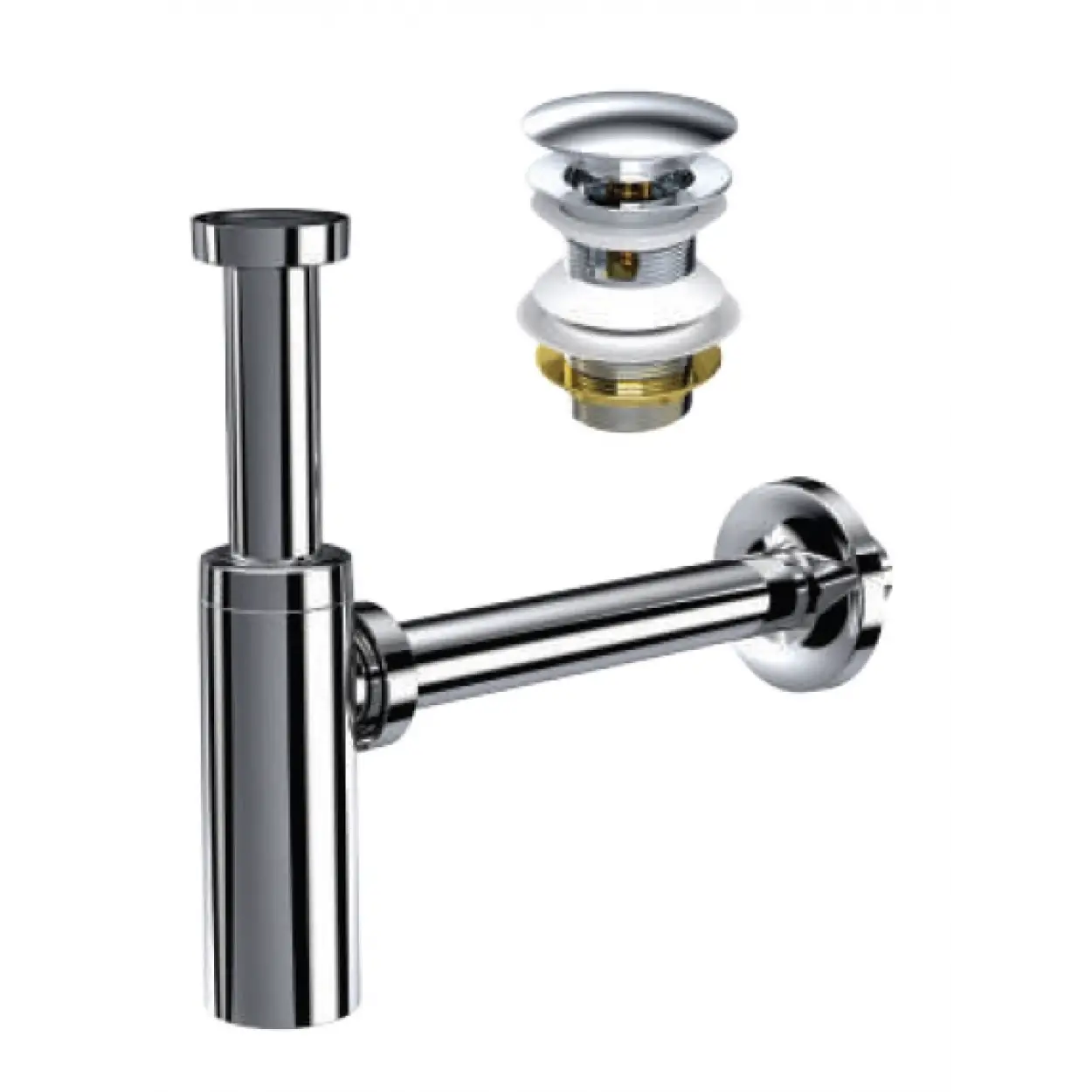 MOON PARLAK KROM SİFON - QUALİS PUP UPLI - (TAŞMA DELİKSİZ) (MAX. 250 mm)