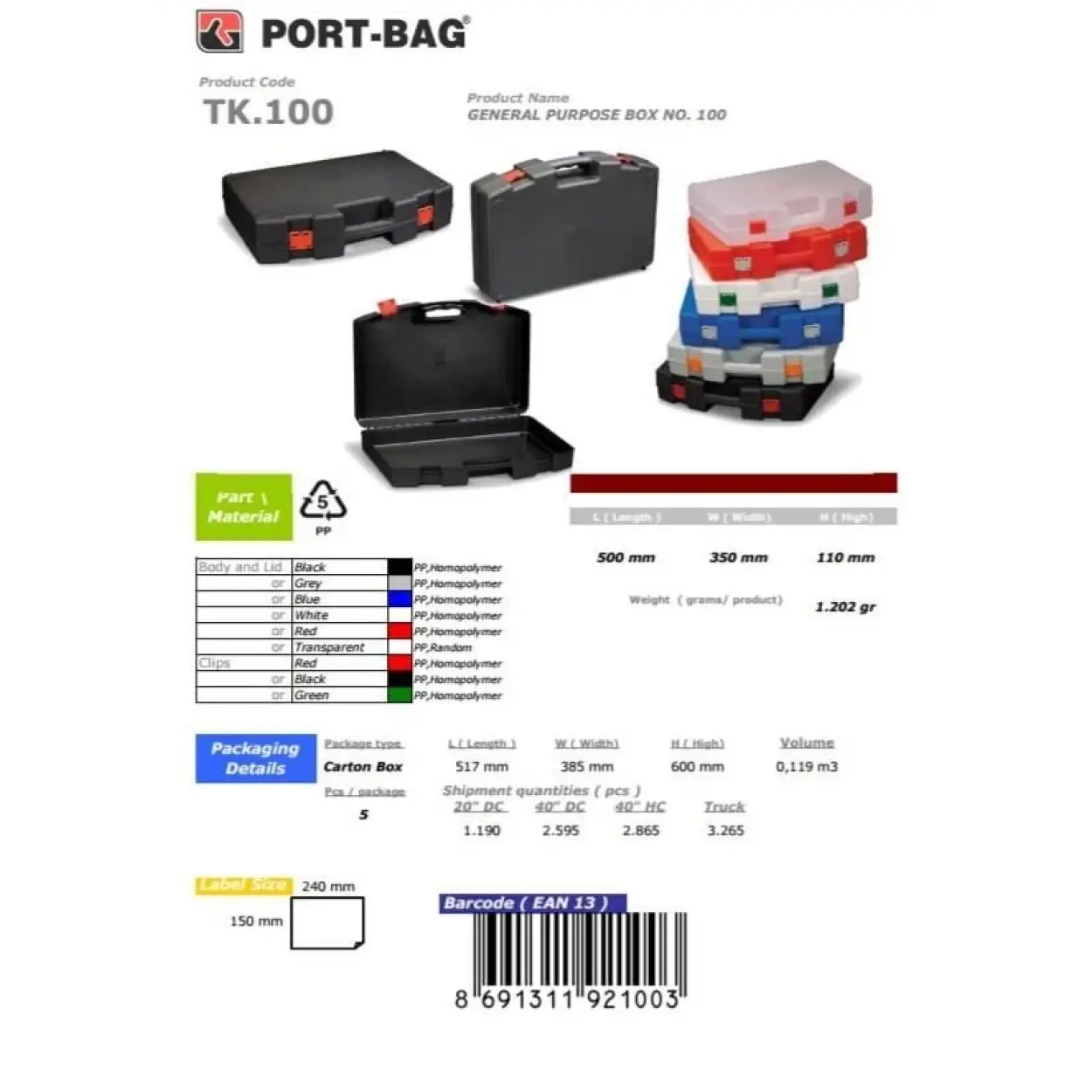 PortBag TK100 Çok Amaçlı El Aleti Çantası