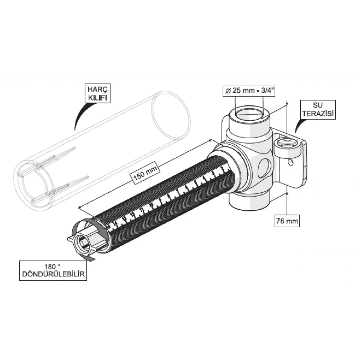 FELİX ANKASTRE ARA KESME VALFİ (PLASTİK VOLAN-3/4 PPRC GÖVDE)