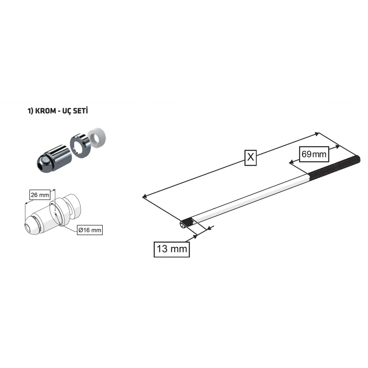 TAHARET ÇUBUĞU KOMPLE METAL
