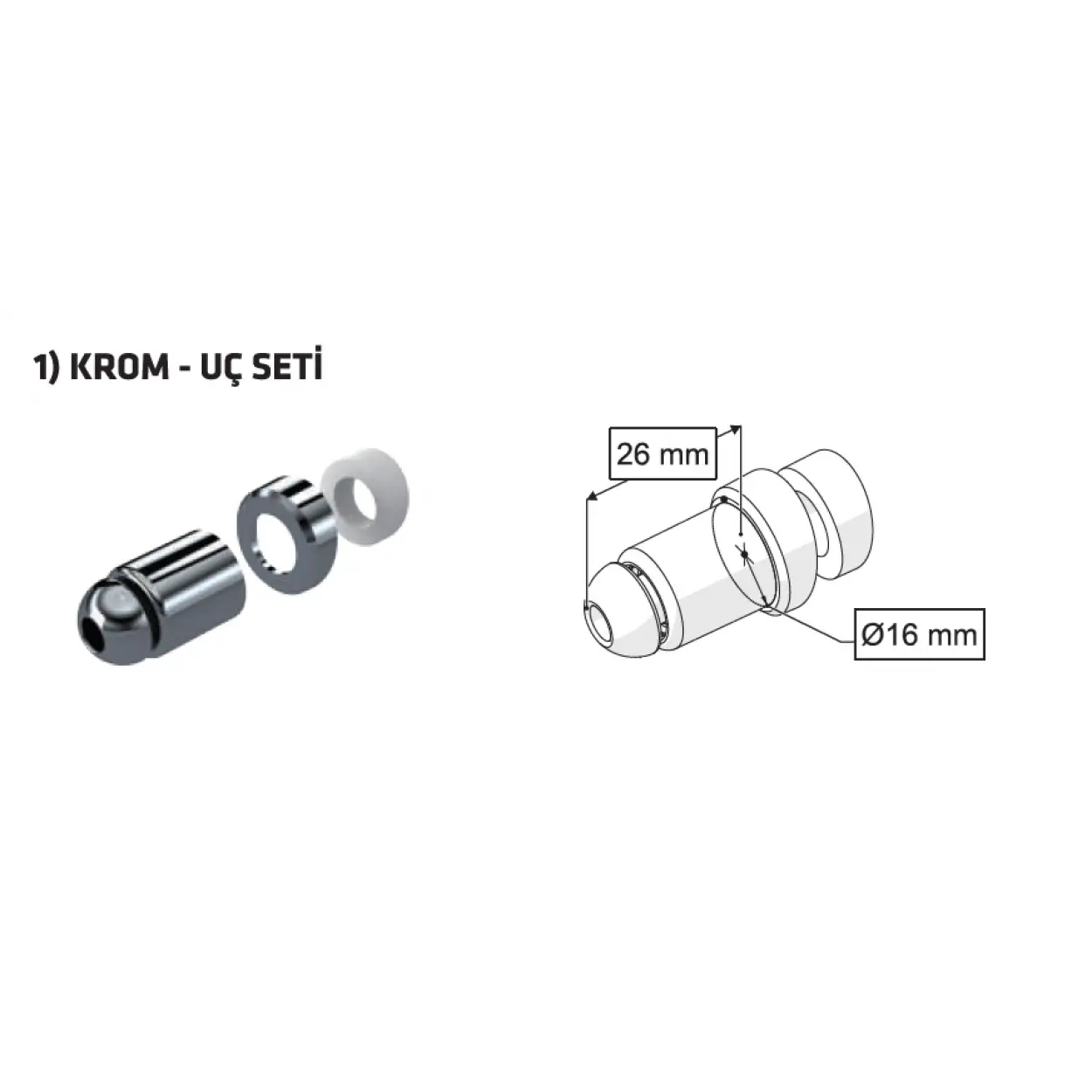 TAHARET ÇUBUĞU KROM UÇLU