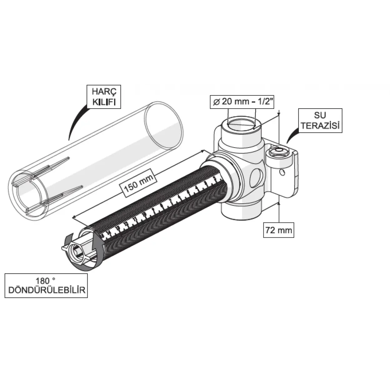 TWİST ANKASTRE ARA KESME VALFİ (ZAMAK VOLAN-1/2 PPRC GÖVDE)