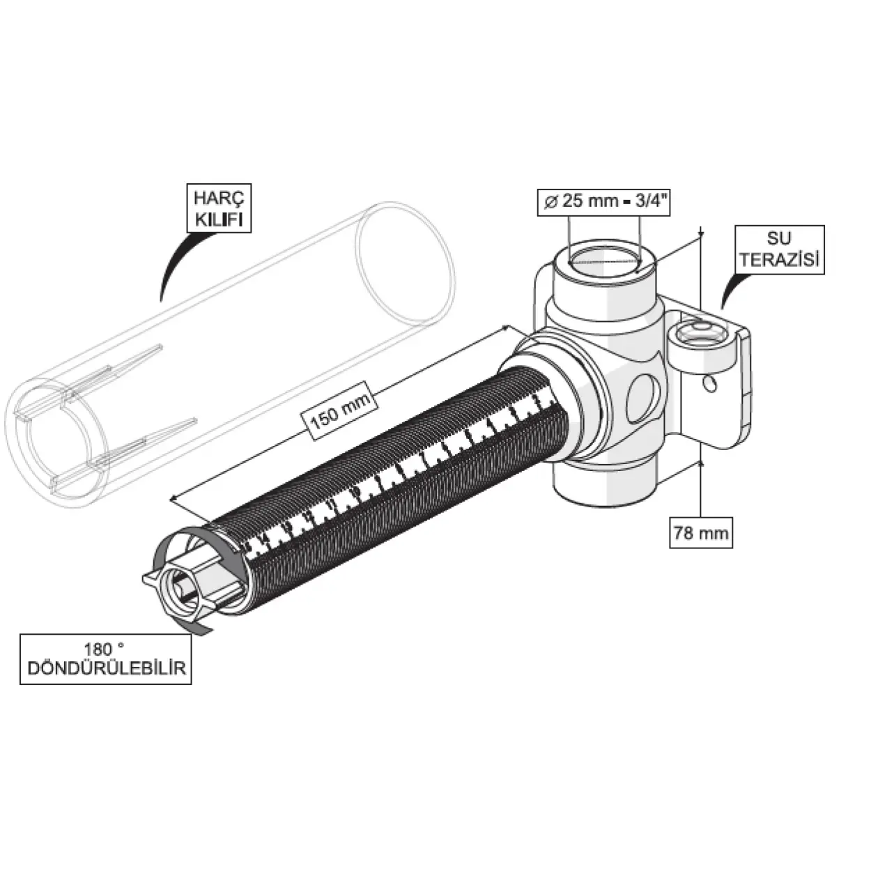 TWİST ANKASTRE ARA KESME VALFİ (ZAMAK VOLAN-3/4 PPRC GÖVDE)