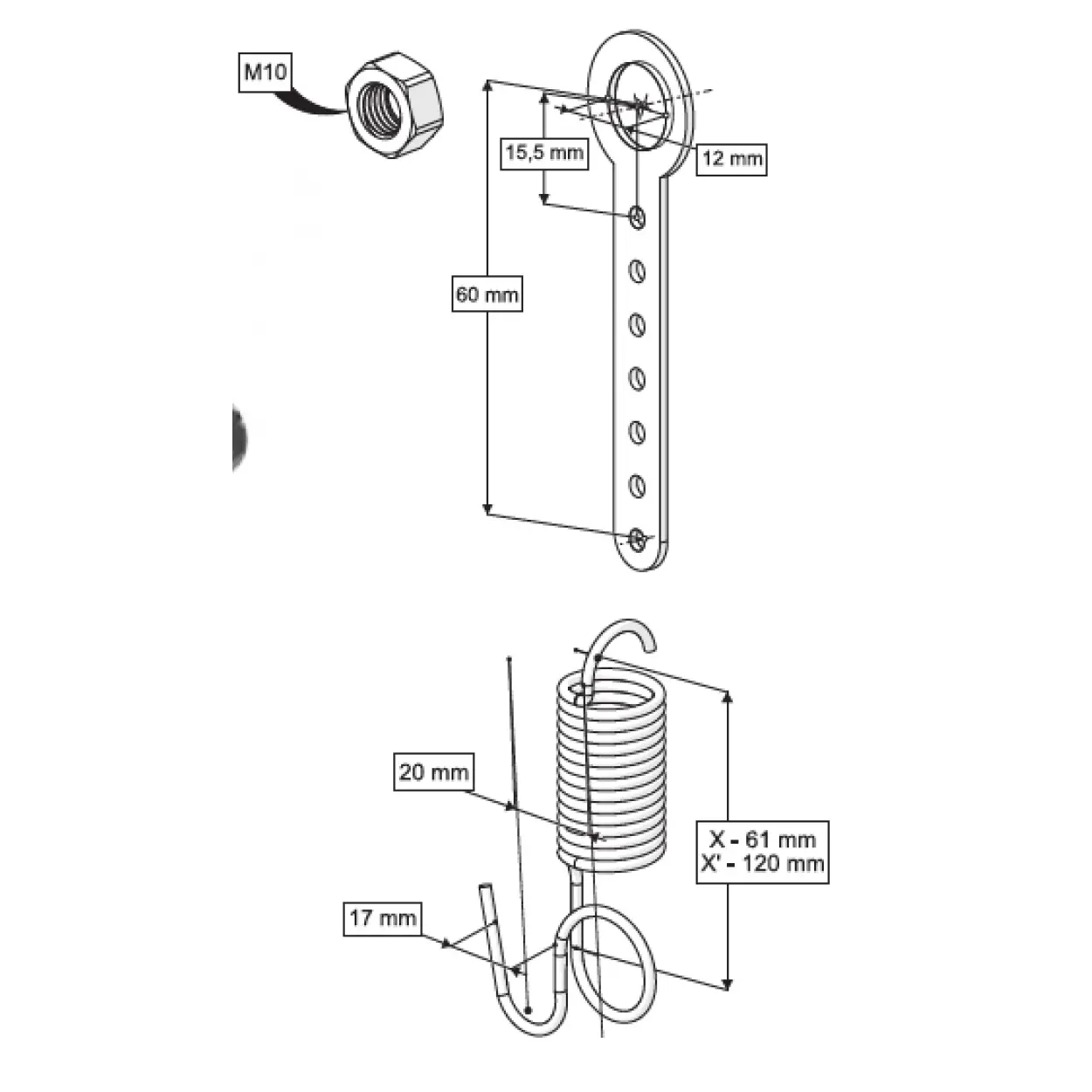 YARIM AYAK YAYLI MONTAJ SETİ (UZUN ANAHTAR)