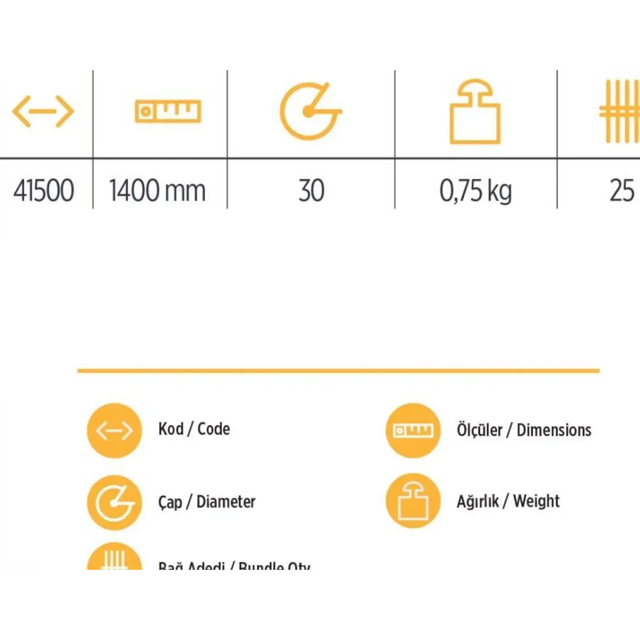 YKS 41500 Tırmık Sapı 140 cm