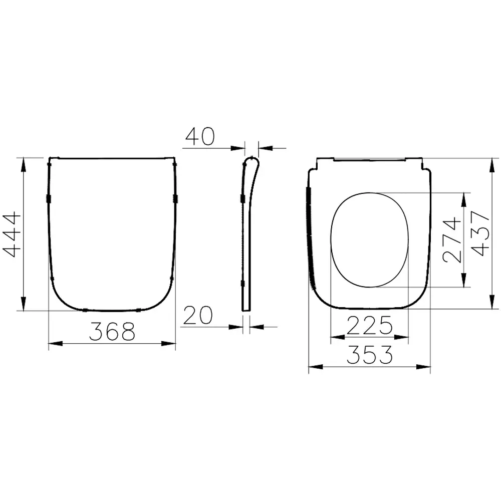 VİTRA - ÜNİVERSAL SQUARE KLOZET KAPAĞI SLİM (DUROPLAST-YAVAŞ KAPANAN-METAL MENTEŞELİ)