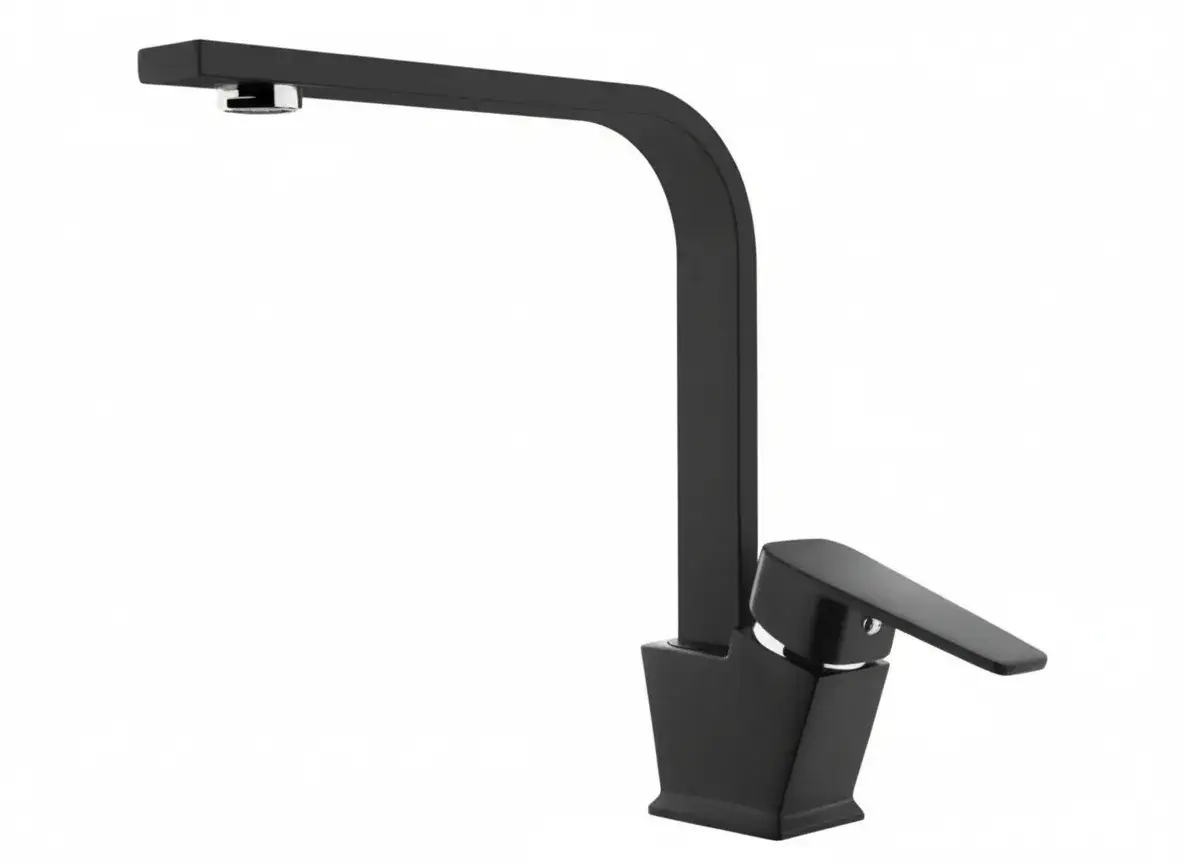 TEMA - KARE MİX KUĞU LAVABO BATARYA MAT SİYAH (SLİM BORULU) (TSE) (Q-35 KARTUŞ)