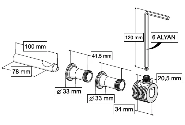 ASMA KLOZET GİZLİ MONTAJ SETİ T1 - ÜSTTEN MONTAJ + SABİTLEME BORULU