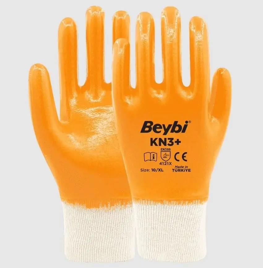 Beybi KN3+ No:9 Sarı Tam Nitril Pamuk Eldiven 1 Adet