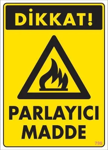 Dikkat Parlayıcı Madde Uyarı Levhası 25x35 KOD:799