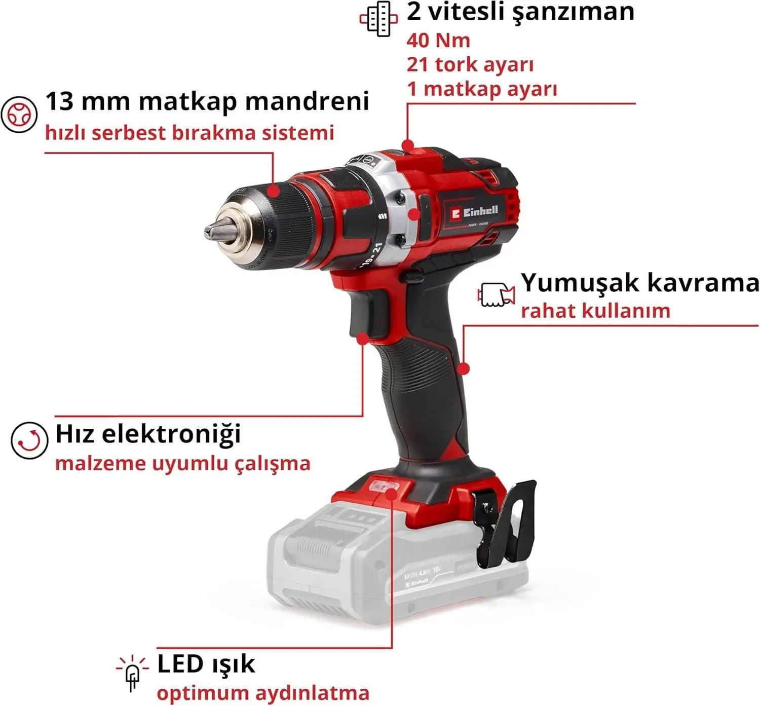Einhell TE CD 18/40 Lİ Solo Vidalama