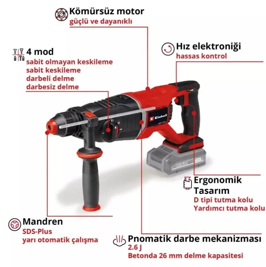 Einhell TP HD 18/26 D Lİ BL Solo Kırıcı Delici