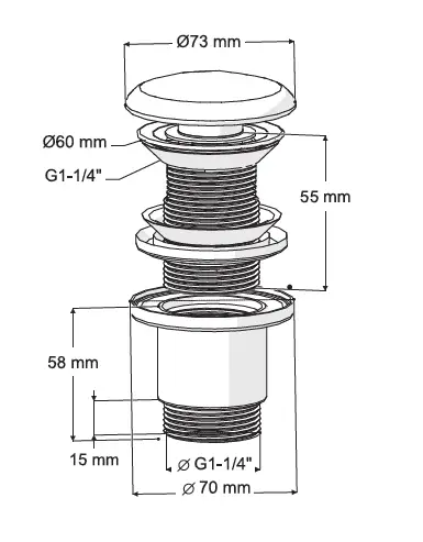 ELIXIR POP UP - SERAMİK BAŞLI PARLAK BEYAZ (TAŞMA DELİKSİZ - ABS GÖVDE)