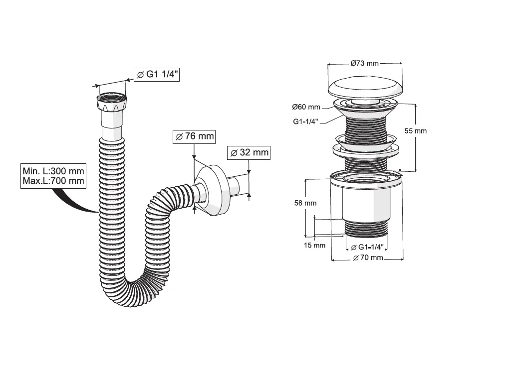 ELİXİR PUP - UP KÖRÜKLÜ SET (PARLAK ALTIN - SERAMİK BAŞLIK - TAŞMA DELİKSİZ)