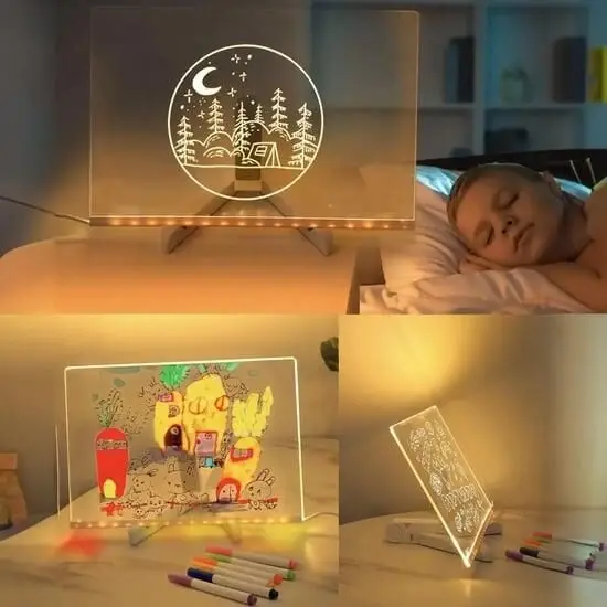 Ennalbur 27126 Dekoratif Led Aydınlatmalı Şeffaf Işıltılı Yazı Çizim Panosu