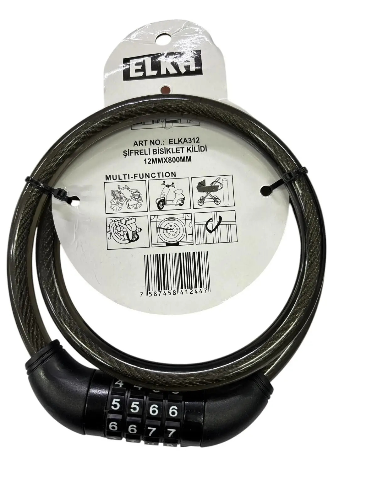 Ennalbur Elka 312 Şifreli Bisiklet Kilidi 80 cm