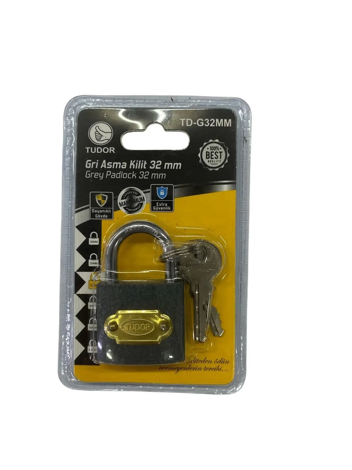 Ennalbur Tudor 32 mm Kısa Gri Asma Kilit