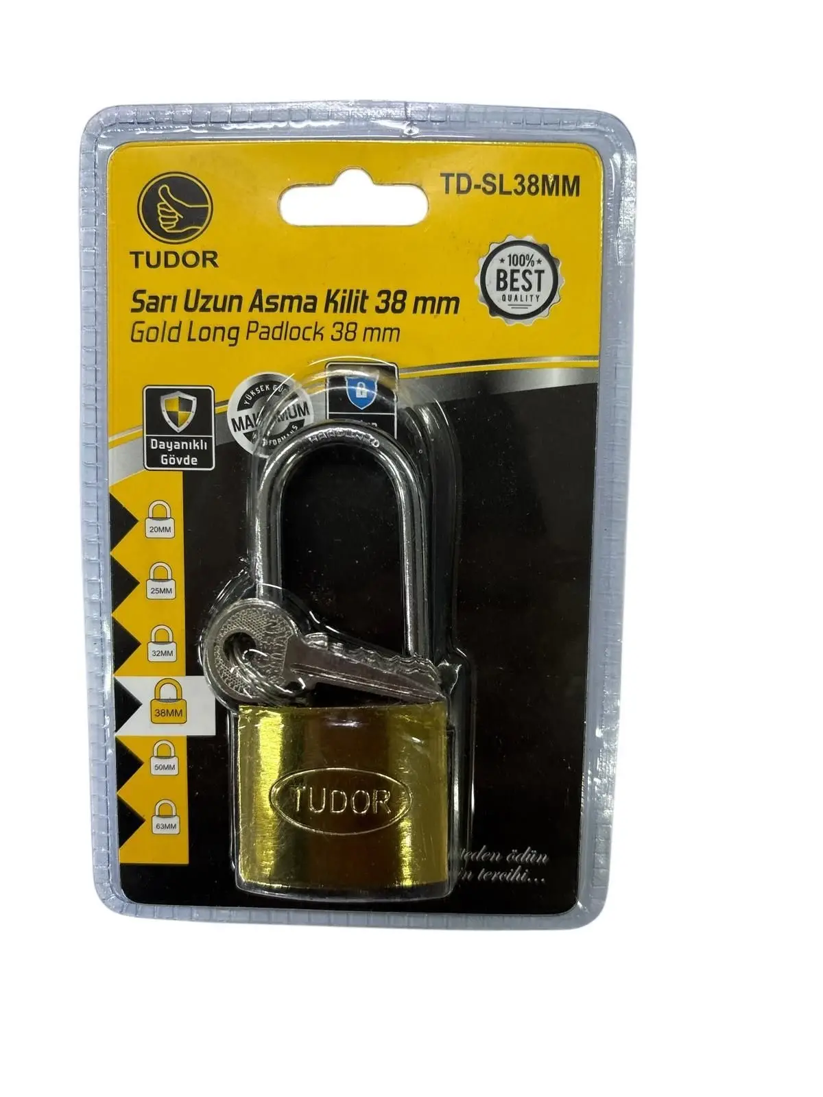 Ennalbur Tudor 38 mm Uzun Sarı Asma Kilit