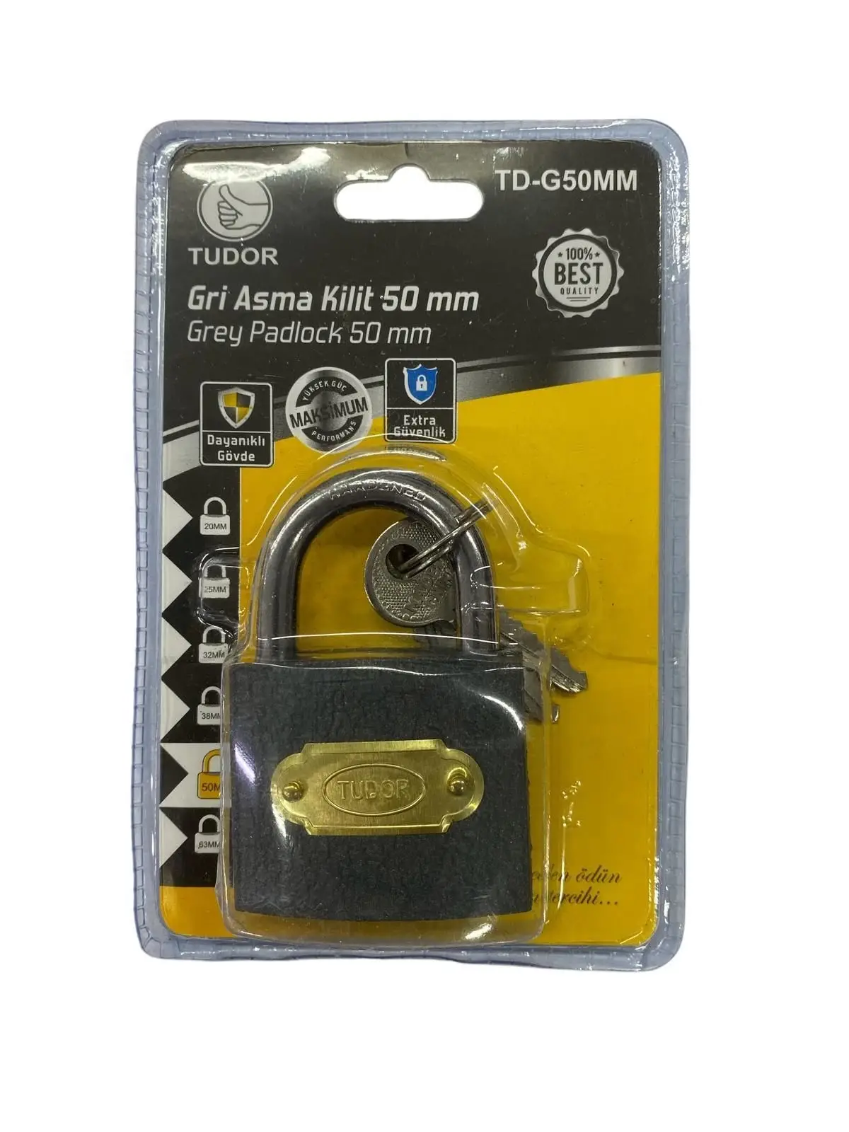 Ennalbur Tudor 50 mm Kısa Gri Asma Kilit