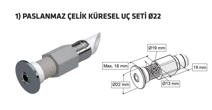 ESNEK TAHARET ÇUBUĞU KÜRESEL PASLANMAZ ÇELİK UÇLU RAKORLU