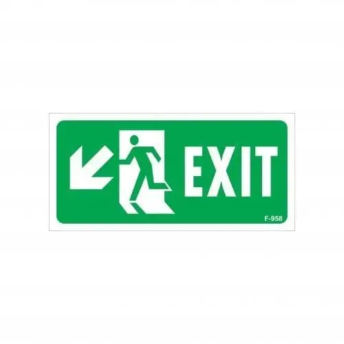 Exit Sol Aşağı Uyarı Levhası 17,5x25 KOD:958