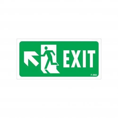 Exit Sol Yukarıı Uyarı Levhası 17,5x25 KOD:960