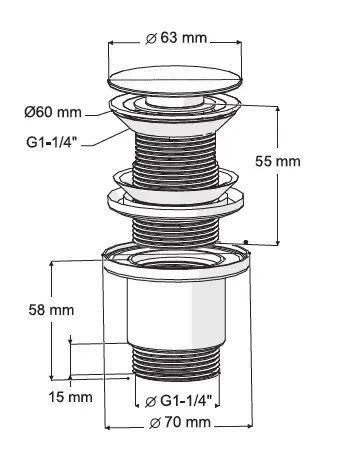 FELİX POP UP - 304 PASLANMAZ ÇELİK BAŞLIK (TAŞMA DELİKSİZ - ABS GÖVDE)