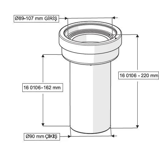 GÖMME REZERVUAR KADA SETİ ( Q90X220 + Q45X180 mm )