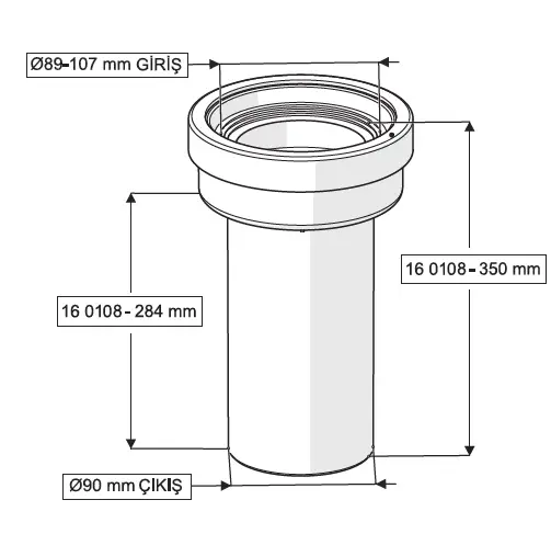 GÖMME REZERVUAR KADA SETİ ( Q90X350 + Q45X310 mm )
