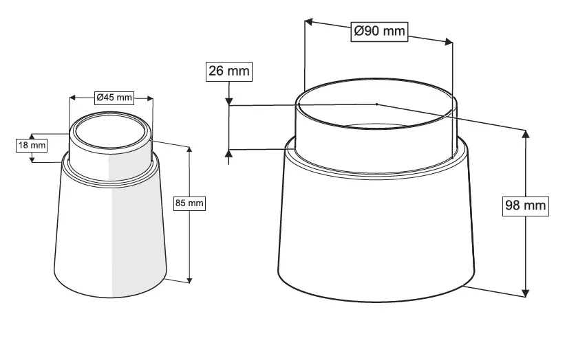 GÖMME REZERVUAR KÖR TAPA  ( 45 mm + Q90 mm )