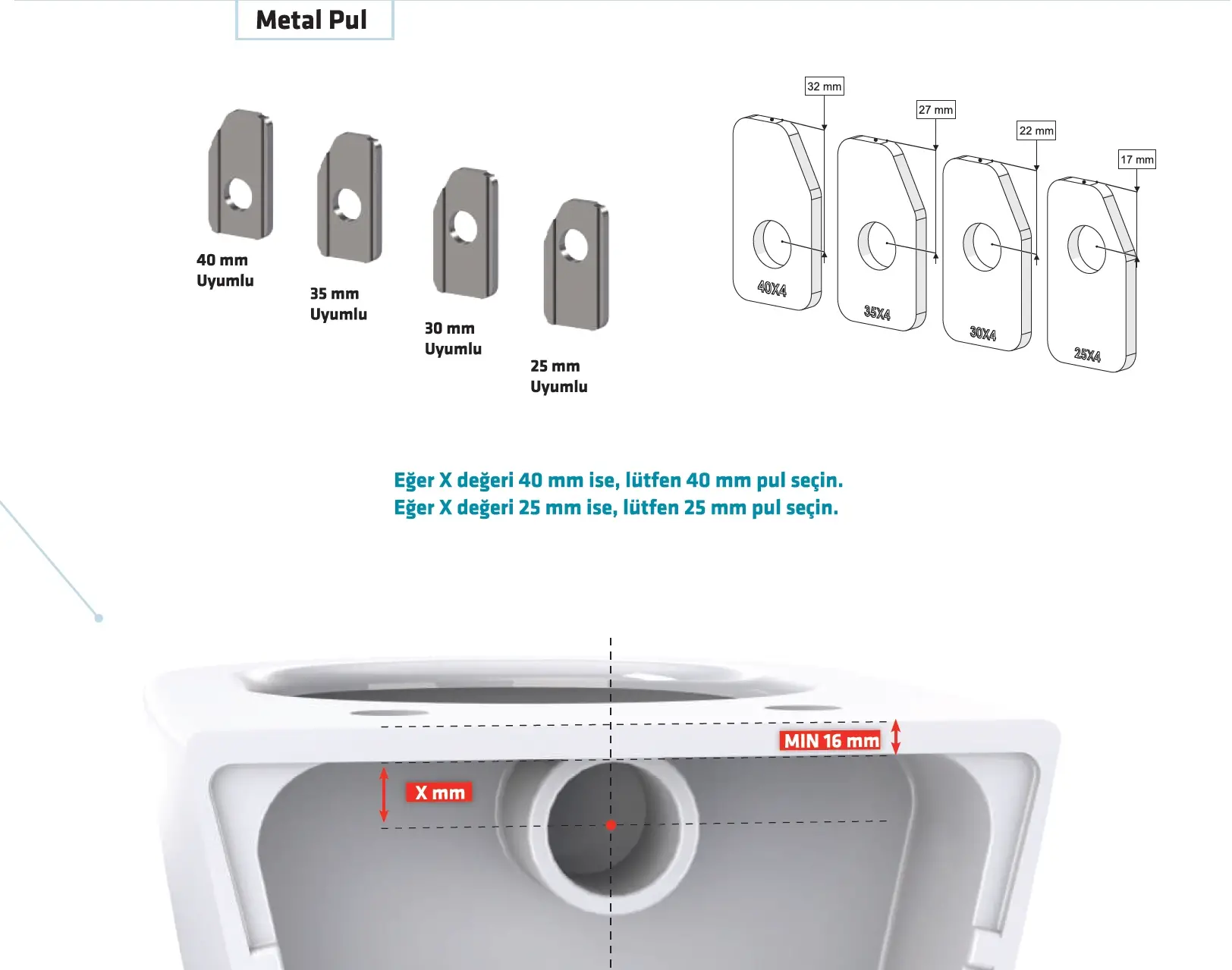 IZYFİX ASMA KLOZET GİZLİ MONTAJ SETİ GM4 + 1 UZATMALI