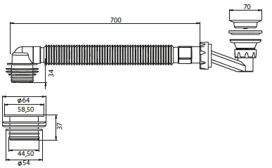 JAPAR - Körüklü Duş Teknesi Sifonu Q50