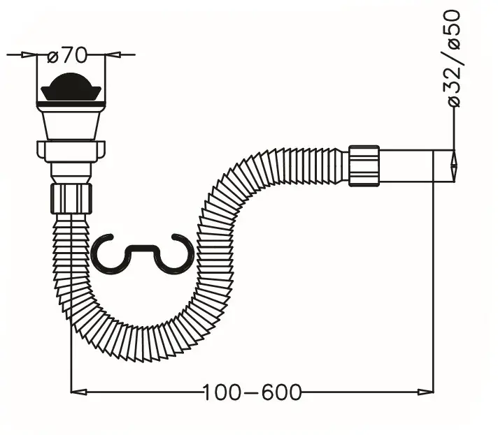 JAPAR - Körüklü Lavabo Sifonu Q50